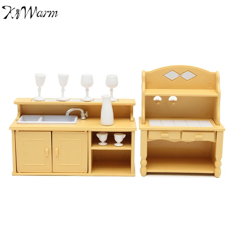 Kiwarm الحديثة المنمنمات أثاث خزائن المطبخ مجموعة دمى منزل الحلي دمى الاطفال لعبة هدية ل غرفة الأطفال ديكور المنزل