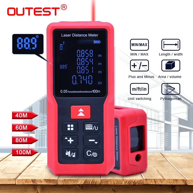 

OUTEST laser meter angle Laser distance meter Medidor mesure tape Trena rangefinder 40M 60M 80M 100M Ruler Test Tools