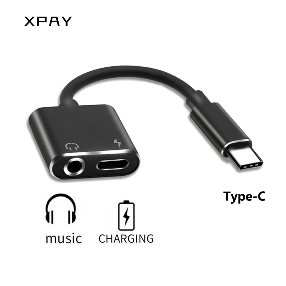

2 in 1 type C to 3.5mm headphone jack adapter for Huawei P20 / Pro Aux audio headphone charger charging cable USB-C converter