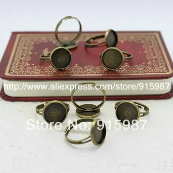

Sweet Bell 20pcs Fashion Vintage Adjustable Stud finger ring Bases Blanks 12mm Antique Bronze Cabochon Stud finger ring J2010