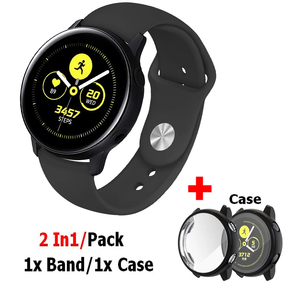 

2In1 Wrist Band for Samsung Galaxy Watch Active Strap Wristband Silicone Watchband For Galaxy Watch Active Cover Protective Case