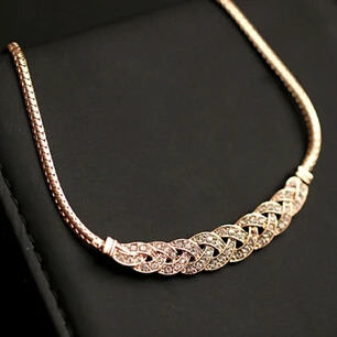 

Vintage Noble Wheat Ear Full Rhinestone Short Necklace Choker Necklace Chunky Crystal Vintage Jewelry fashion XY-N96