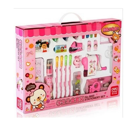 

609-Free shipping /Lackadaisical 9665 child birthday gift elementary student school supplies spree stationery gift set