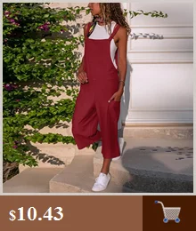 womens rompers jumpsuit Elastic Waist Dungarees Linen Cotton Pockets Rompers Playsuit Shorts Pants combi pantalon femme#XB35