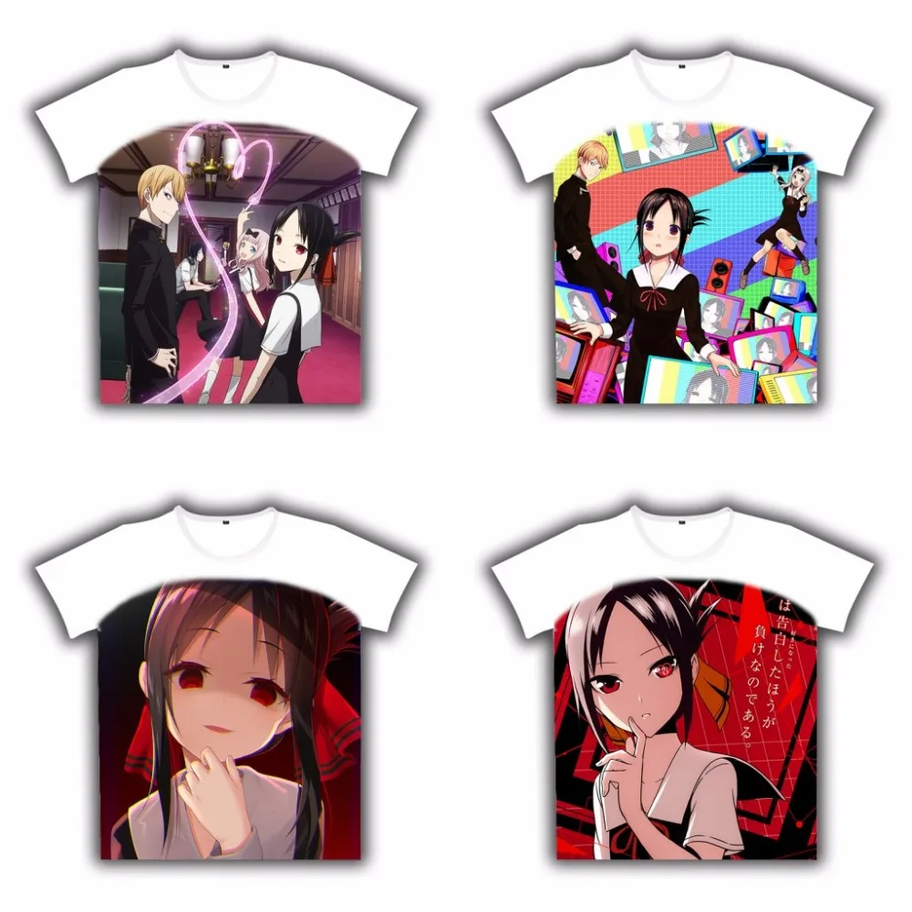 Аниме футболка Kaguya sama: Love Is War Cute Chika Fujiwara Shinomiya косплей с коротким рукавом белая