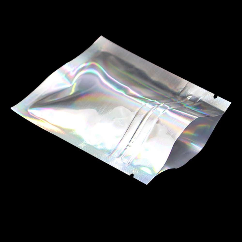 100 шт./лот лазерной Алюминий фольга с застежкой продается упаковки мешок Mylar конфеты, снек контейнер для хранения фасоли пакет с застежками