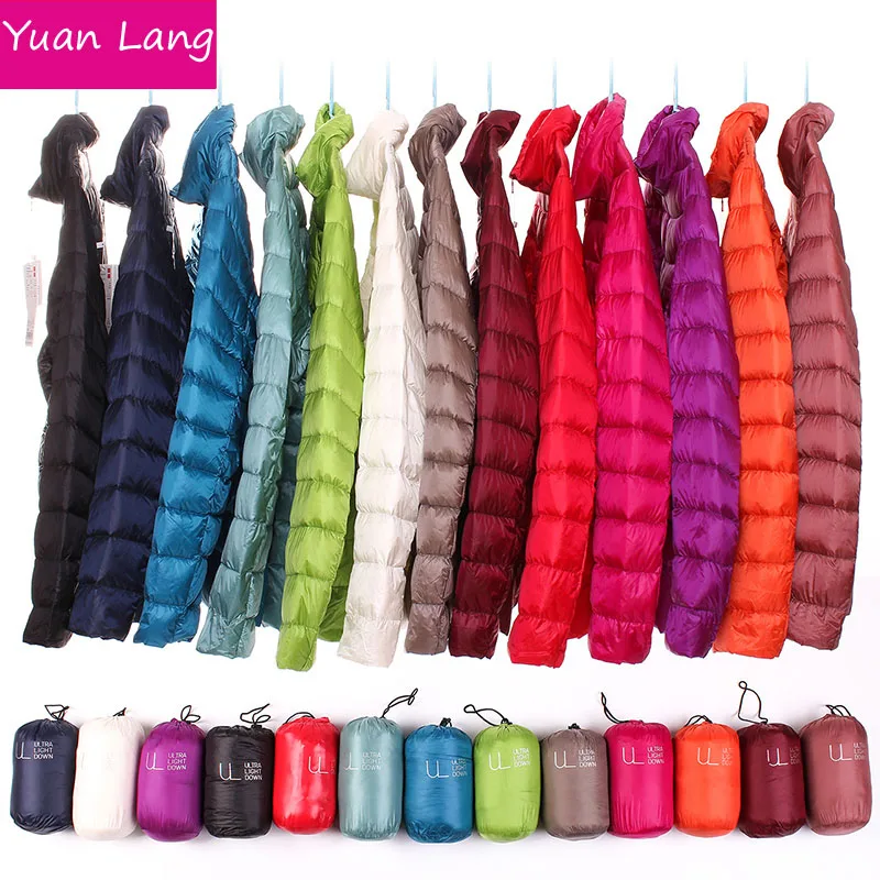 

Women 90% White Duck Down Jacket Winter Fall Female Ultra Light Down Jackets Slim Solid Long Sleeve Parkas Candy Color Zip Coat