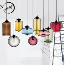 Luces colgantes nórdicas y modernas de bol de vidrio de colores lámparas colgantes para loft E27 para cocina, sala de estar, dormitorio, restaurante, recibidor de hotel