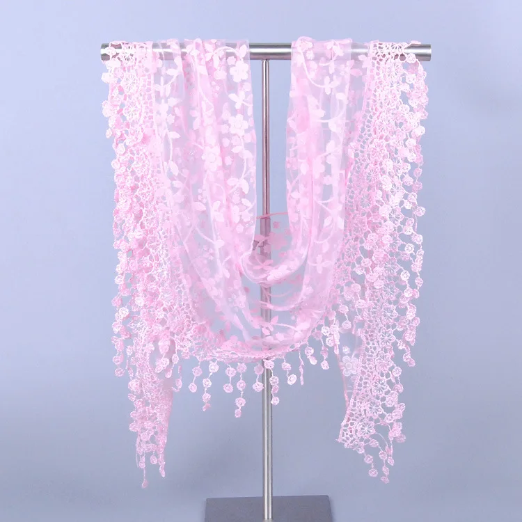 Стиль магазин при фабрике! Женский модный шарф, дамские шарфы с цветочным принтом, шелковые медные наличные кружевные шарфы, универсальные шали SJJ01 - Цвет: pink