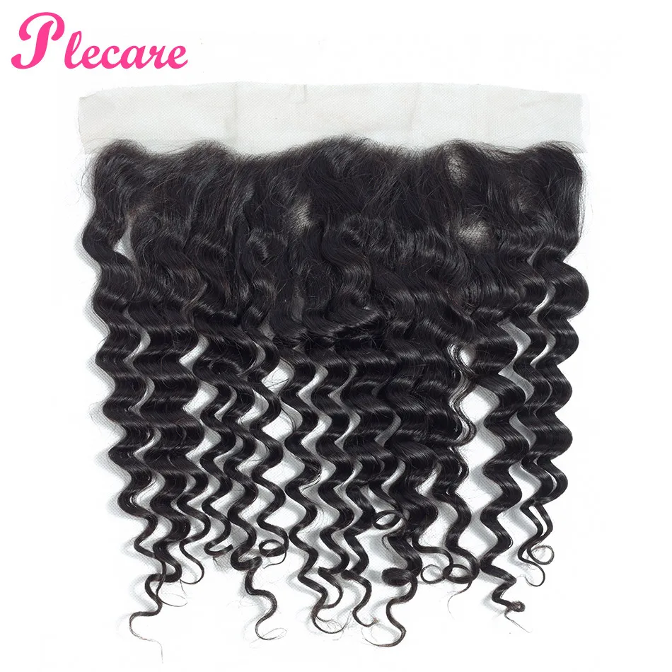 Plecare Lace Frontal Malaysian Deep Wave 13*4 Lace Frontal Closure 1 Pcs Natural Color Non-remy 100% Human Hair Extensions