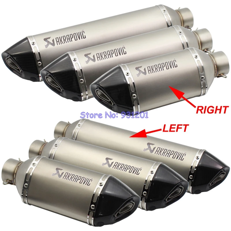 

Inlet 51mm 61mm Motorcycle Akrapovic Exhaust Pipe Muffler Escape Moto Left and Right Side Motorbike Muffler Exhaust Carbon Fiber