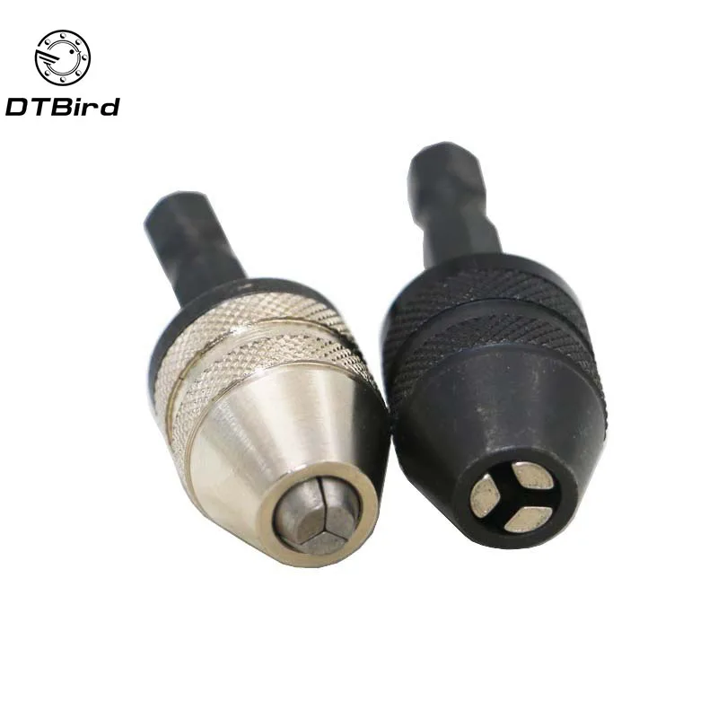 

1pc Keyless Drill Chuck Screwdriver Impact Driver Adapter 1/4 '' Hex Shank Drill Bit Tool Sliver Black Color