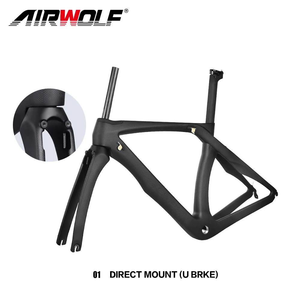 Airwolf карбоновая дорожная рама avaliable BSA/PF30/BB30 гоночный велосипед углеродное волокно рама с U/V тормоз принимаем окрашивание карбоновая рама