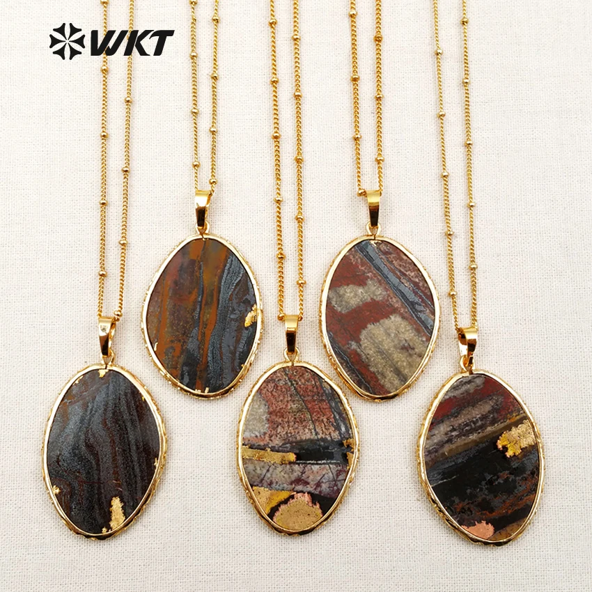 WT N1100 Wholesale Classic Oval Shape Pendant For New Design Female Jewelry Natural Stone