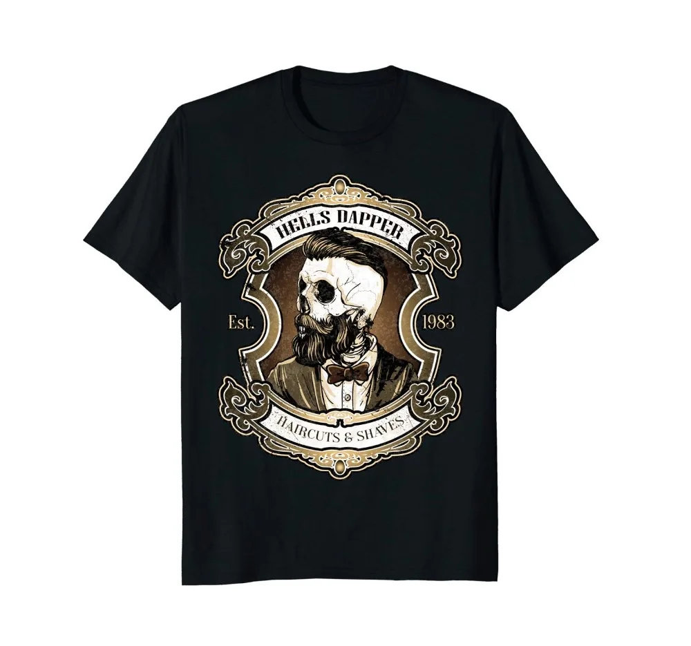 

Barber T-Shirt Hells Skull Haircuts Shaves Gift for Hipster 2019 Fashion Solid Color Men Sleeveless T Shirt