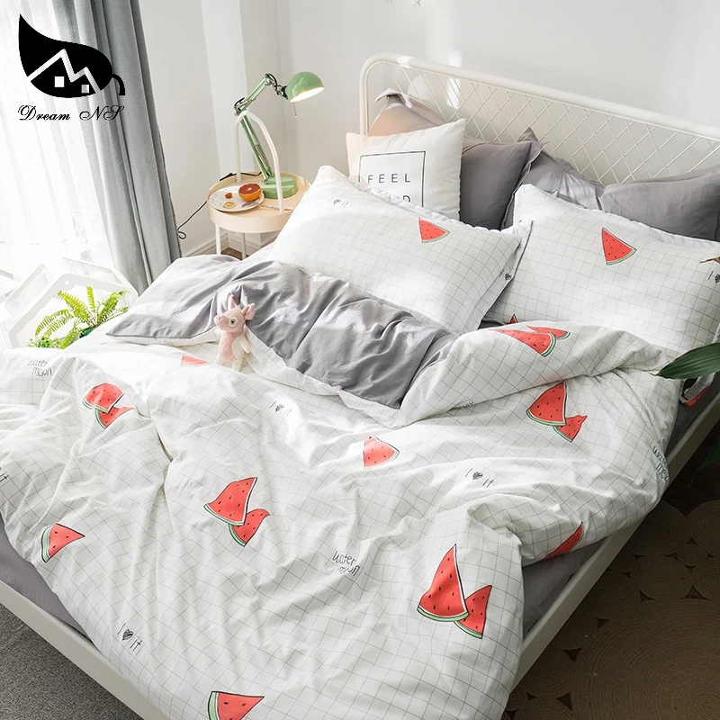 Dream NS арбуз Комплект постельного белья из стираного хлопка, супер мягкое Скандинавское простое одеяло, пододеяльник, наволочка, теплый домашний спальный комплект