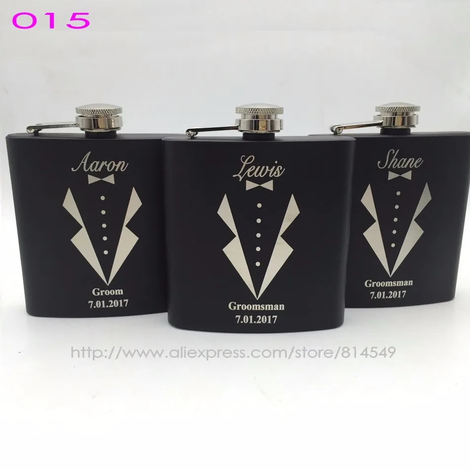 Free Personalized Engraved 6 oz Stainless Steel Black Hip Flask ,Groomsman or Best man gift , Birthday gift ,PASSED FDA TEST
