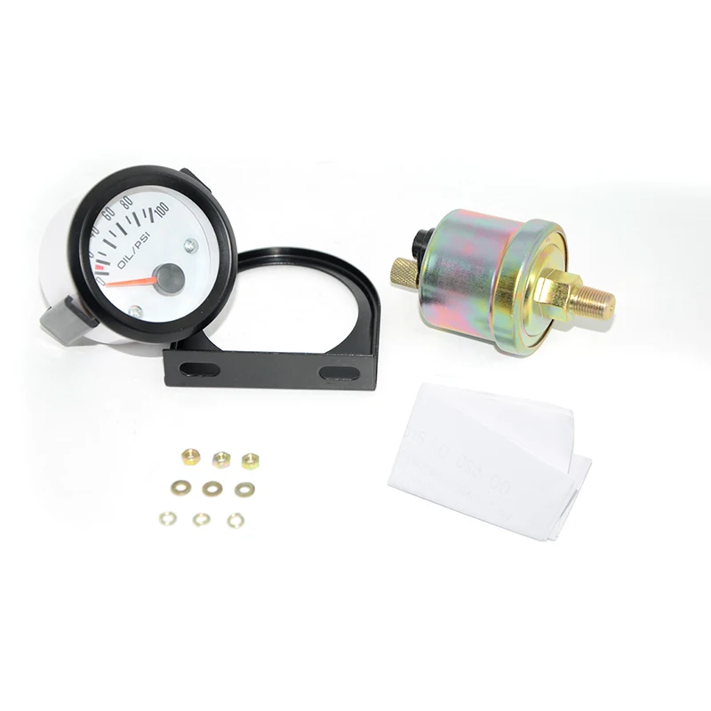 2 ''52 мм Универсальный Белый датчик давления масла для лица 0-100 PSI светодиодный с датчиком масляного пресса Автомобильный датчик