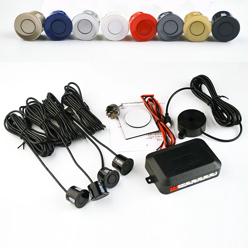 SINOVCLE 4 Sensors Buzzer 22mm Car Parking Sensor Kit Reverse Backup Radar Sound Alert Indicator Probe System 12V Free Shipping