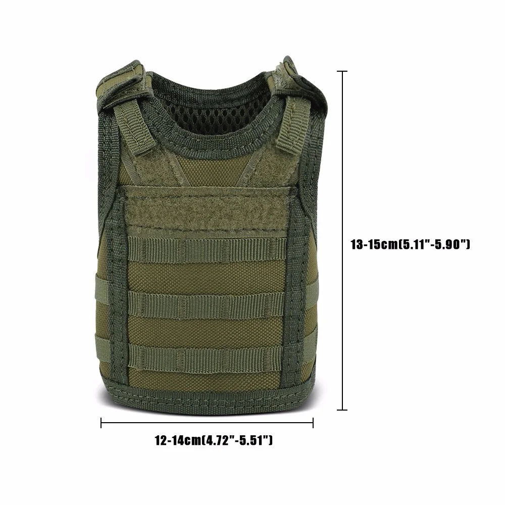 Tactical Mini Hunting Vest Beer Cover Vest Adjustable Molle Shoulder Straps Bottle Vest Water Bottle Carrier for Outdoor Soprts
