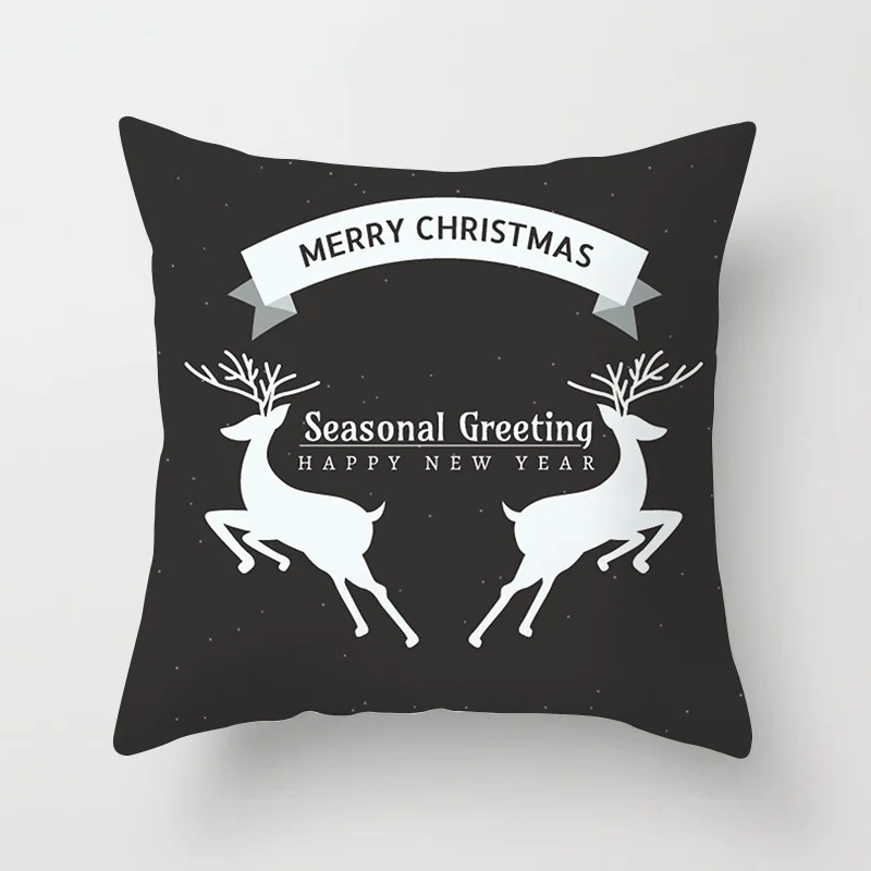 1Pcs 4545 Cm Happy New Year Christmas Santa Claus Xmas Decorations for Home Elk Cotton Decorative Pillows Cover Navidad Natal  (14)