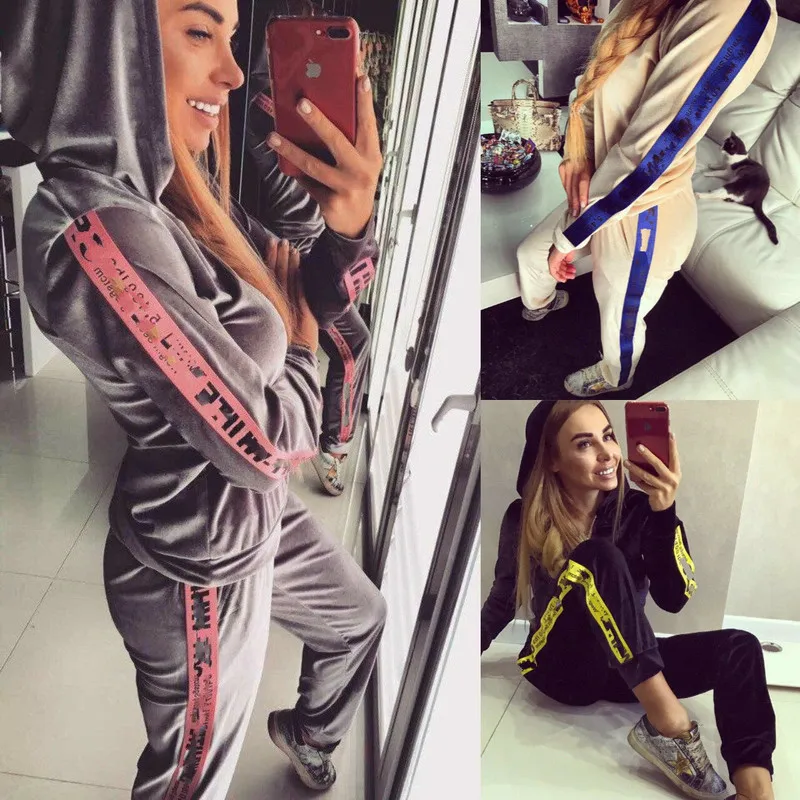 Brand Female Hoodies and Pants Set Women Long Sleeve Hooded Sweatshirt Tracksuit Sweat Coat Autumn Casual Sportswear 2 Piece Set