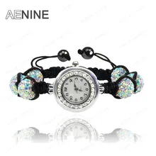 AENINE Trendy Watch Jewelry 10mm AB Clay Disco Ball Crystal Beads Bracelets Watch Bangles Jewelry For Women Mix Colors SHBR11
