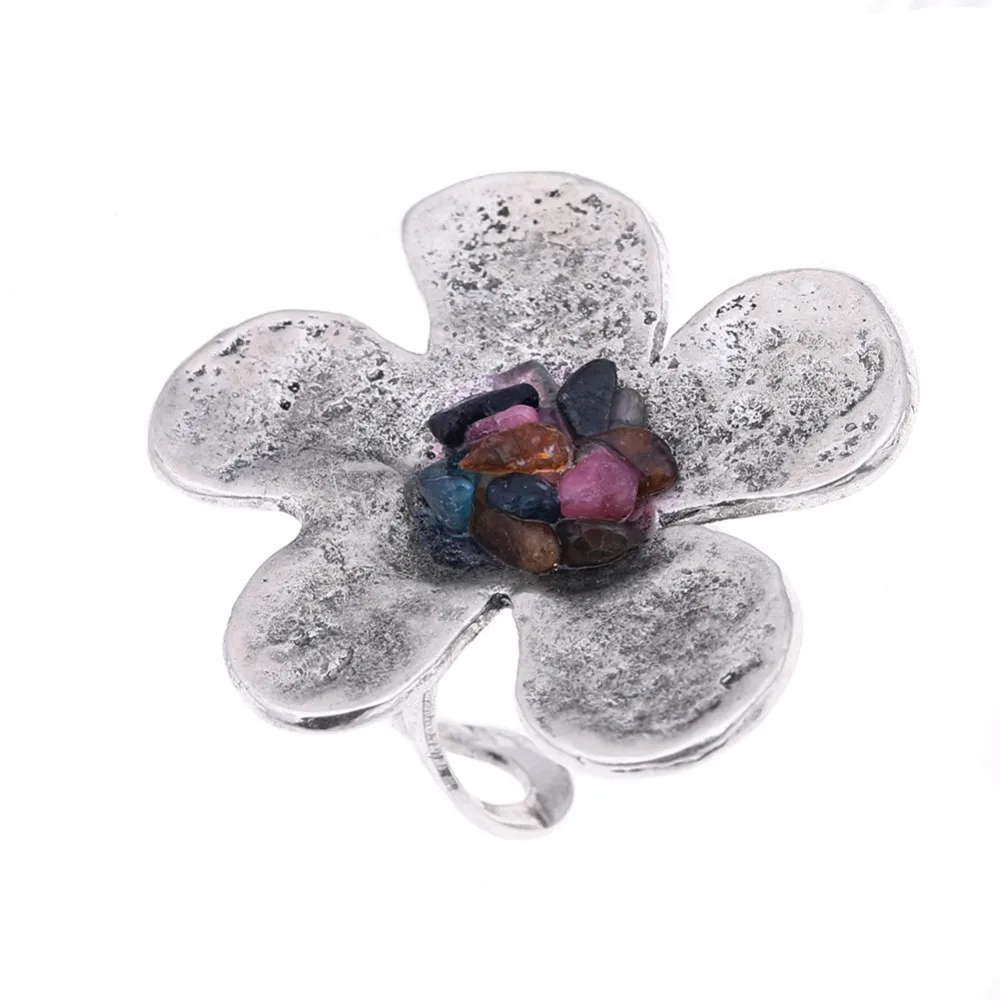 JUJIE кольца для женщин натуральный камень серебристый цветок под старину обручение ringen модные ювелирные изделия