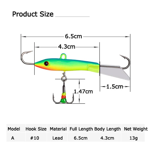 Goture, 1 шт., 7,7 см, 16 г, приманки для зимней подледной рыбалки#8, тройной крючок, свинцовая приманка для джиггинга, Banlancer, Рыбная ловля окуня, щука, Walleye - Цвет: C10957-7