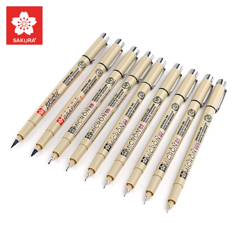 Sakura Pigma Micron ручка для рисования с иглой водонепроницаемой кисточкой эскизов