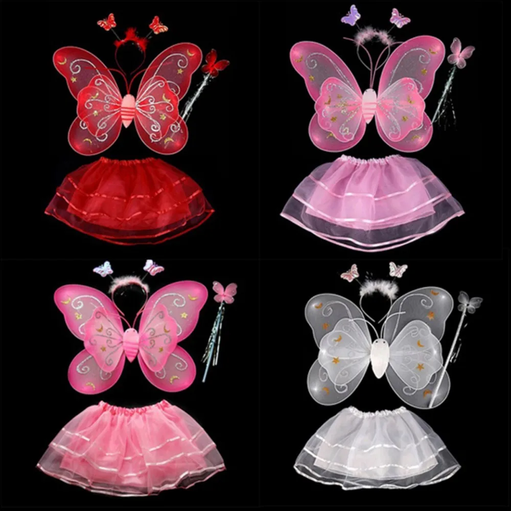 Hot Butterfly Wing Wand Headband Tutu font b Skirts b font Cosplay Costume For Fairy Girl