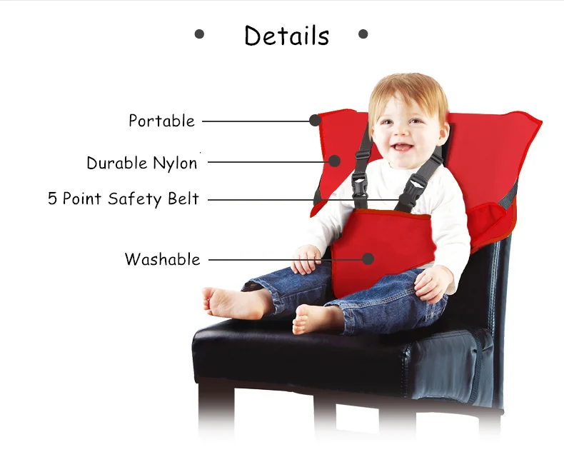 Портативное складное детское кресло детский обеденный стул высокого сиденья, стульчики 5 точек безопасности путешествия детский стульчик