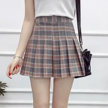 Новая клетчатая мини-юбка для женщин Harajuku Милая плиссированная юбка с высокой талией мини-юбки женские#313