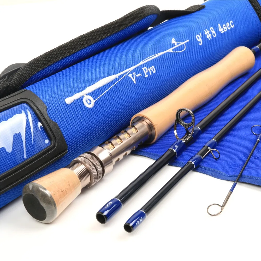 9ft 8wt 4pcs with V Pro 30T+40T SK carbon fiber Fly fishing rod Cordura
