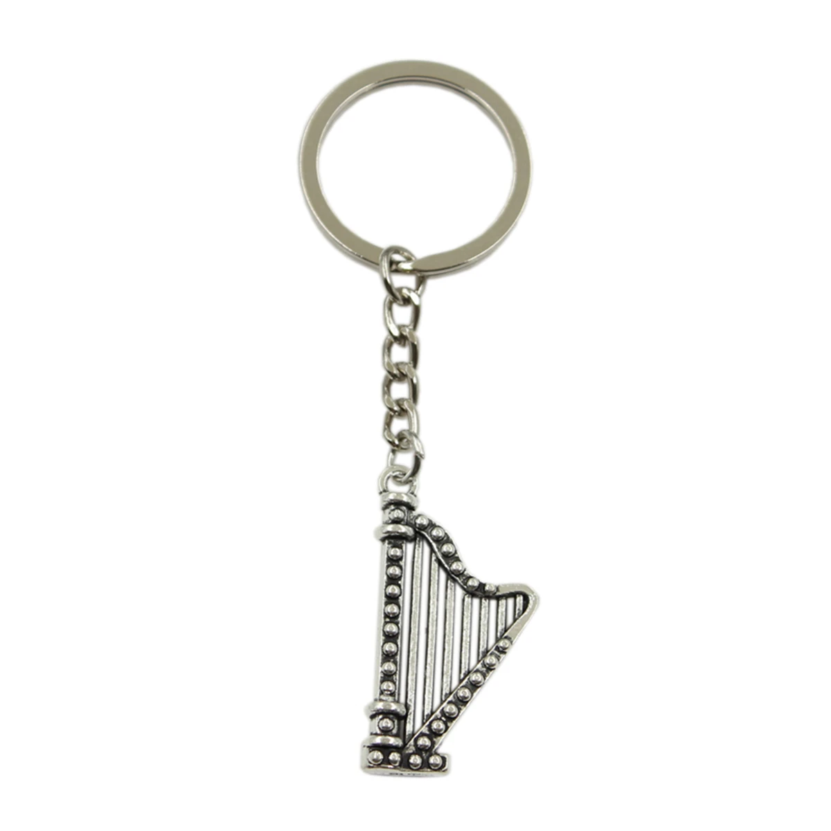 New Hot Men Key Ring Metal Key Chain Keychain Gift Jewelry Silver Color Harp Musical Pendant Great Promotion