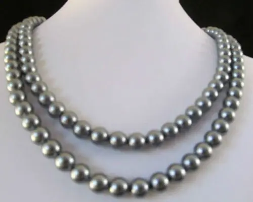 

GENUINE 9-10MM AAA ROUND GRAY SOUTH SEA PEARL NECKLACE 35" 14k/20 Gold Clasp