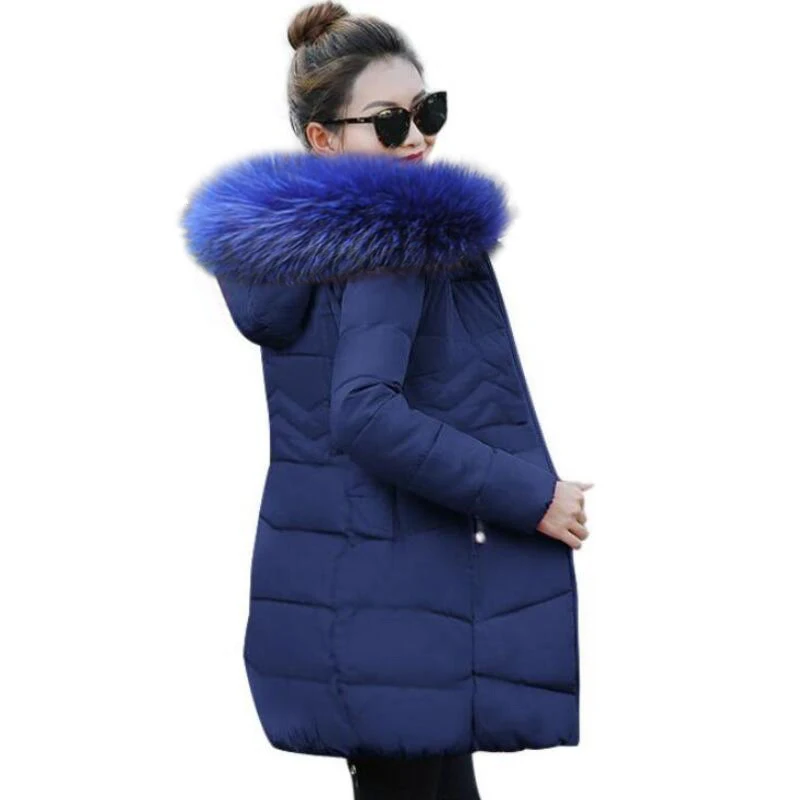 

2019 New Parkas Female Fur collar Winter Coat Women Thick Cotton Winter Jacket Women Fashion Outwear Parkas for Women slim Coat