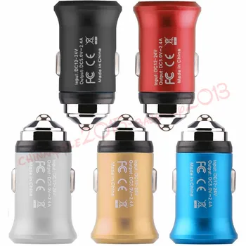 

Alloy Metal Dual car charger 2.4A Usb Car charger Power adapter for iphone 7 8 x samsung galaxy s6 s7 s8 s9 android phone gps