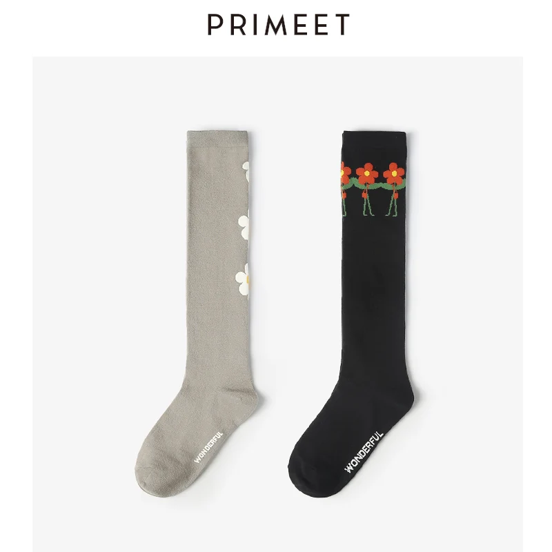 

women knee socks cotton kawaii cute thigh high socks japanese sweet long socks korean style e girl Flowers tube sock fashion fun