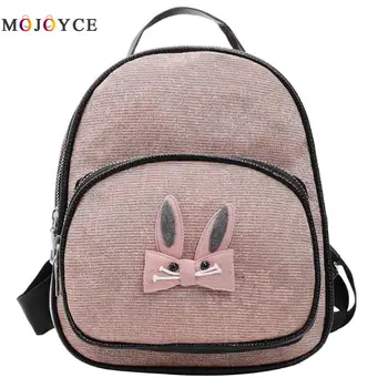 

Cute Ear Decor Women Backpack PU Leather School Travel Knapsack Fashion Mochilas Mujer 2019