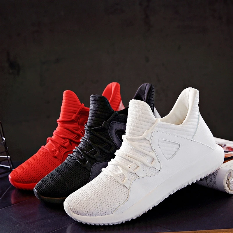 

New Arrival Shoes Men White Sneakers Knitted Fly Ultras Breathable Athletic Boost Summer Sock Shoes Max Size European 44