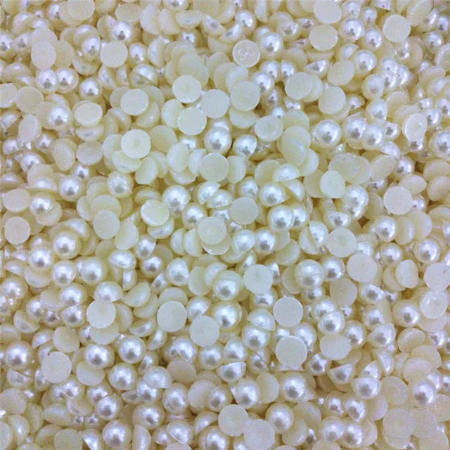 Высококачественных акриловых разноцветных новых полукруглых жемчужных бусин - Цвет: rice white