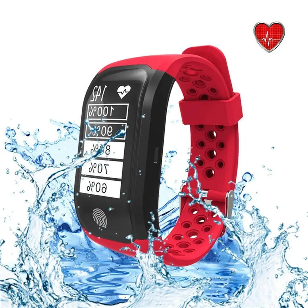 Red HBUDS S908 gps Смарт IP68 Водонепроницаемый спортивный браслет нескольких видов спорта монитор сердечного ритма Фитнес трекер спортивный ремешок - Цвет: Red
