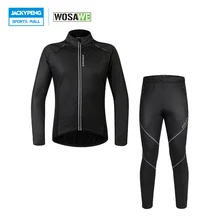 WOSAWE мужской ветрозащитный длинный рукав Велоспорт костюм велосипедная куртка+ брюки зимнее флисовое термопокрытие для горного велосипеда дорожный велосипед ветрозащитная куртка комплекты одежды