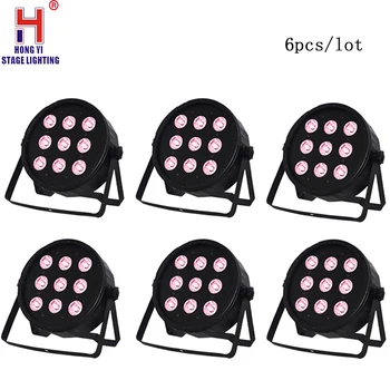

led disco 9X12W LED PAR lights RGBW 4in1 flat par led dmx control disco lights professional dj equipment (6 pieces/lot)