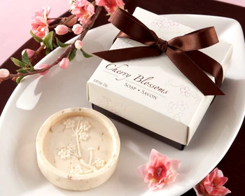 

Factory Fast Delivery 50pcs/lot Wedding Favor "Cherry Blossom" Scented Soap Favors Party Decoration And Baby Show Wholesale