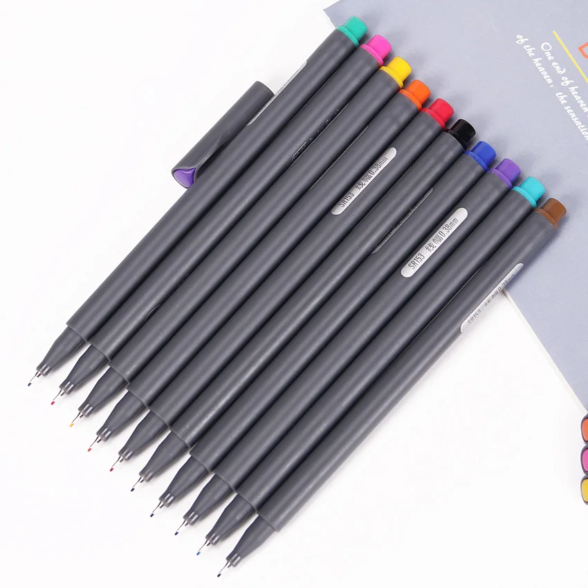 10 шт./лот 0,38 мм тонкий лайнер для рисования акварельные ручки Ручка для манги аниме эскиз ручка для рисования канцелярские принадлежности