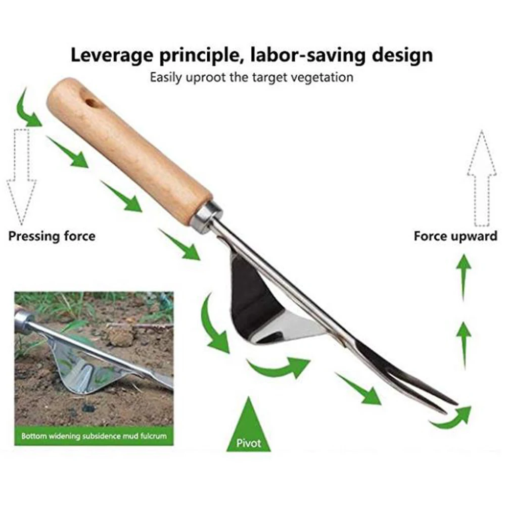 Wood Handle Stainless Steel Garden Weeder Hand Weeding Removal Cutter Dandelion Puller Tools Multifunction Weeder Transplant #5 Wood Handle Stainless Steel Garden Weeder Hand Weeding Removal Cutter Dandelion Puller Tools Multifunction Weeder Transplant #5