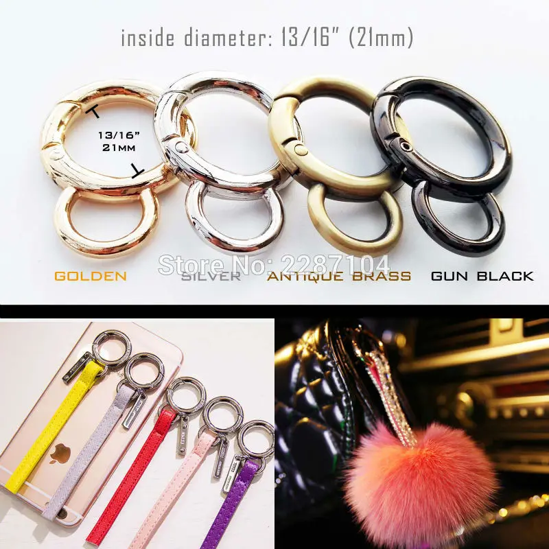 

2pcs Spring Gate Double D 8 O Ring Openable Keyring Pendant Clasp Leather Bag Handbag Purse Shoulder Belt Strap Web Buckle Snap