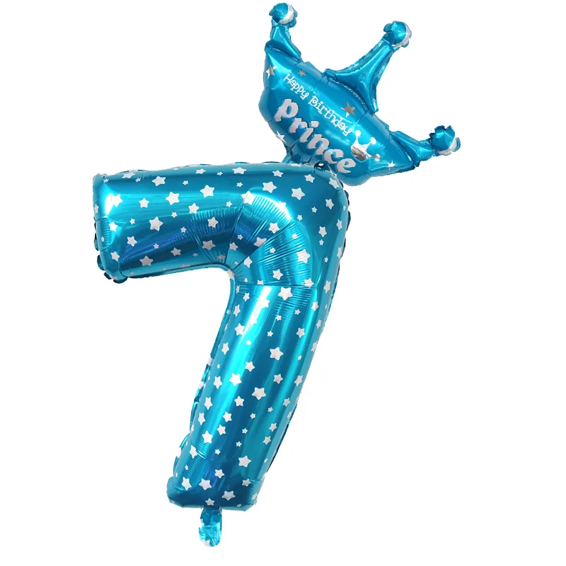 2 шт./компл. 32 дюймов нарядное голубое платье/розовой короной Количество воздушных шаров Цифровой шар 0-9 день рождения для мальчиков и девочек "сделай сам" День рождения украшения Globos - Цвет: Fancy Blue 7